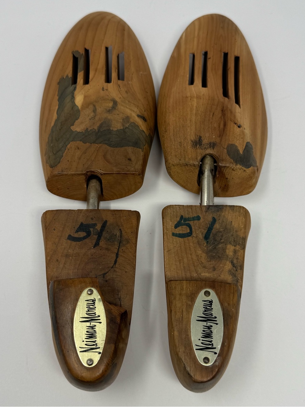 Vintage Neiman Marcus Cedar Shoe Trees Mens 12" XL Split Toe ‘Flawed’